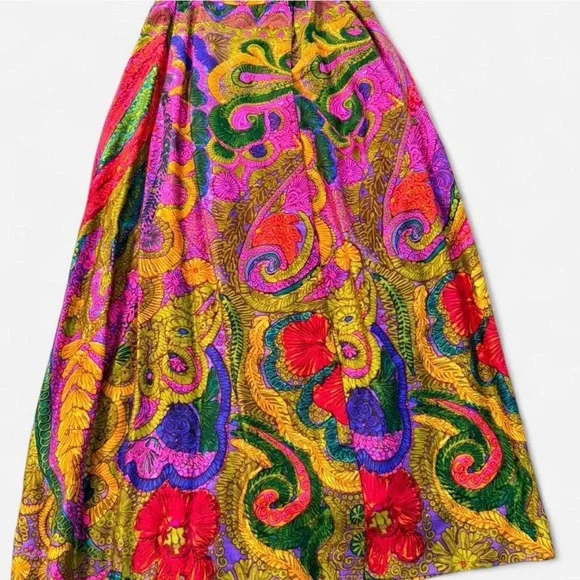 Vintage 1970s Paisley Wrap Maxi Skirt – Boho Festival Style S/M - Picture 1 of 6